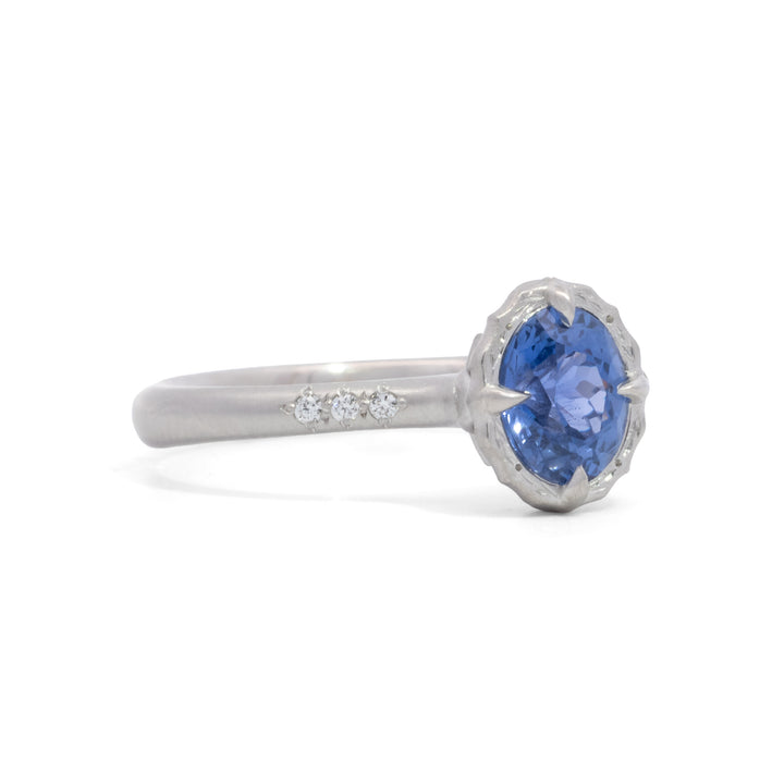 Lotus Oval Blue Sapphire Ring