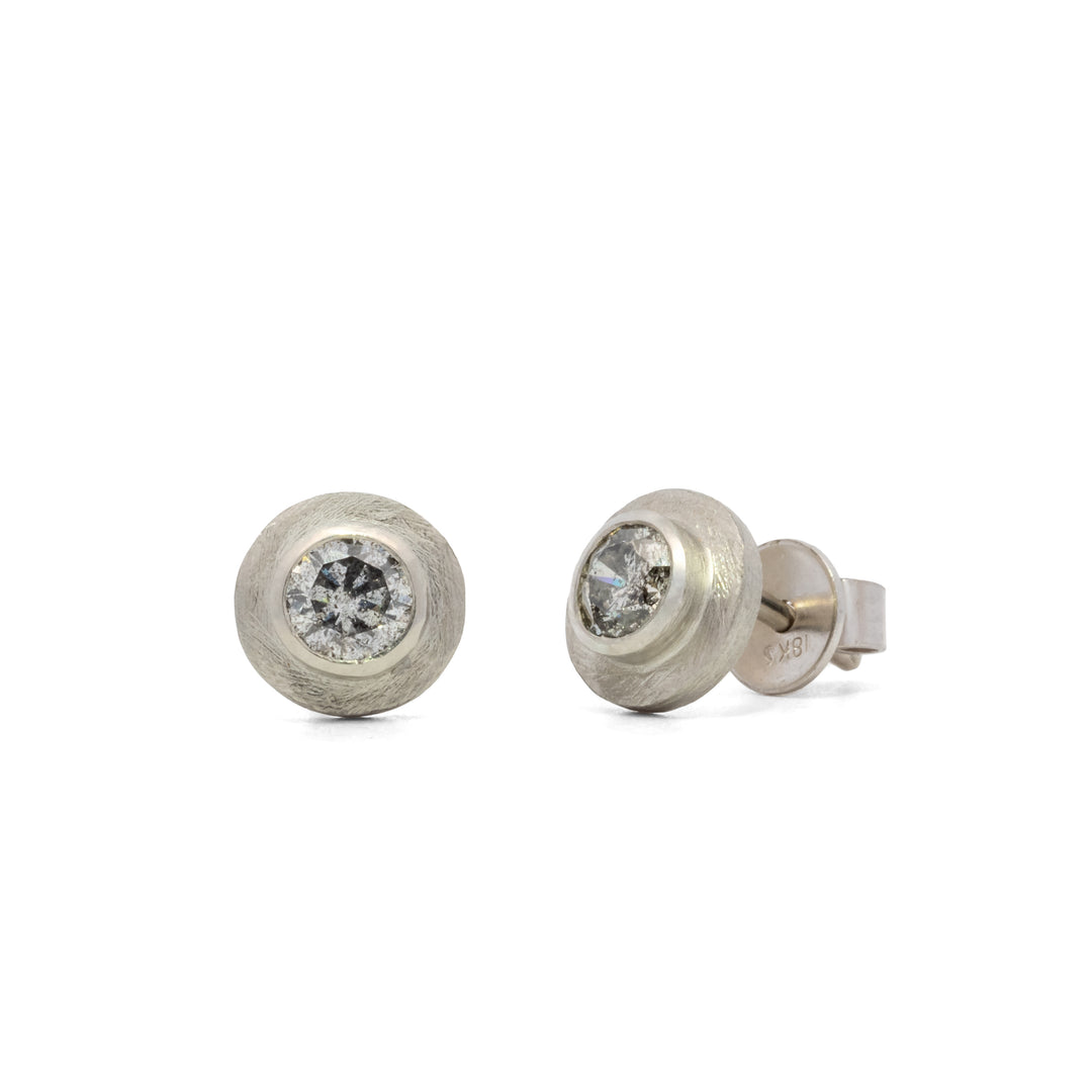 Trunk Show Bezel Set White Gold Diamond Earrings