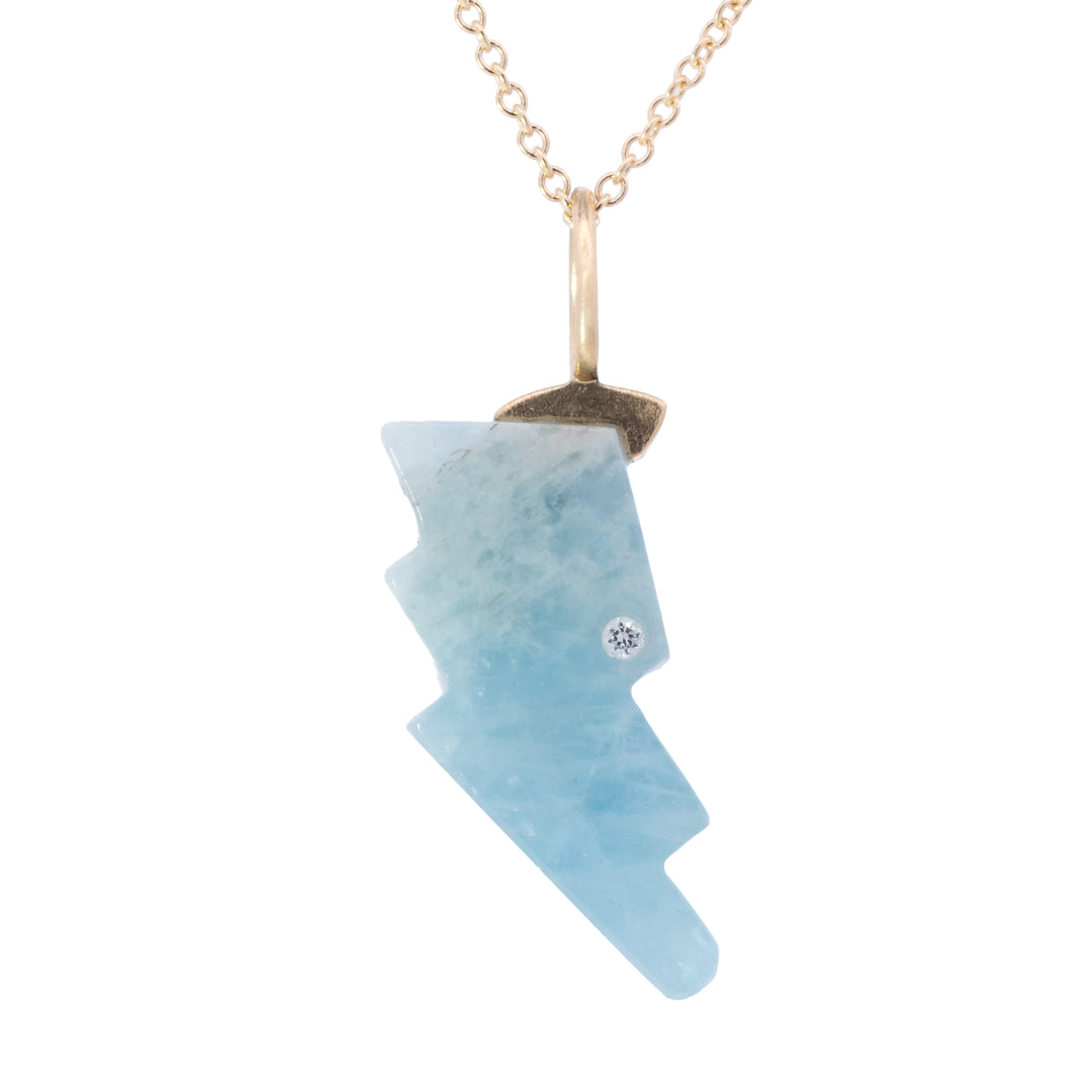 Aquamarine with Diamond Bolt Mini Charm