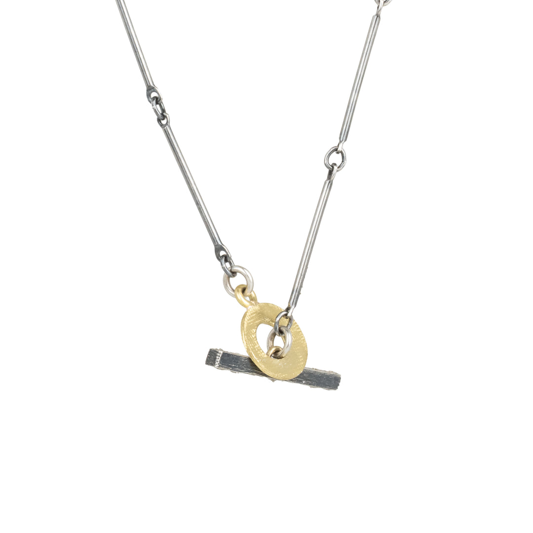 Tube Chain Diamond Toggle Necklace