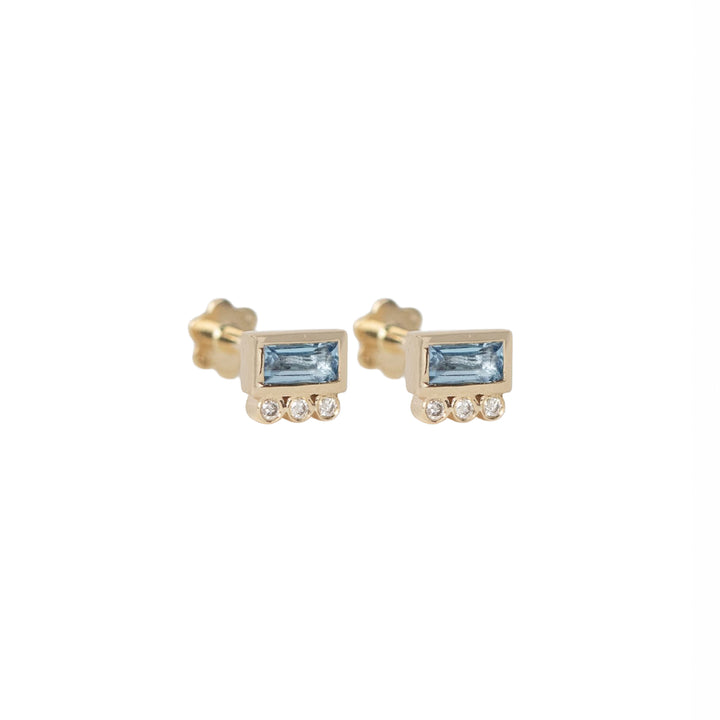 Aquamarine Flat Back Post Earring