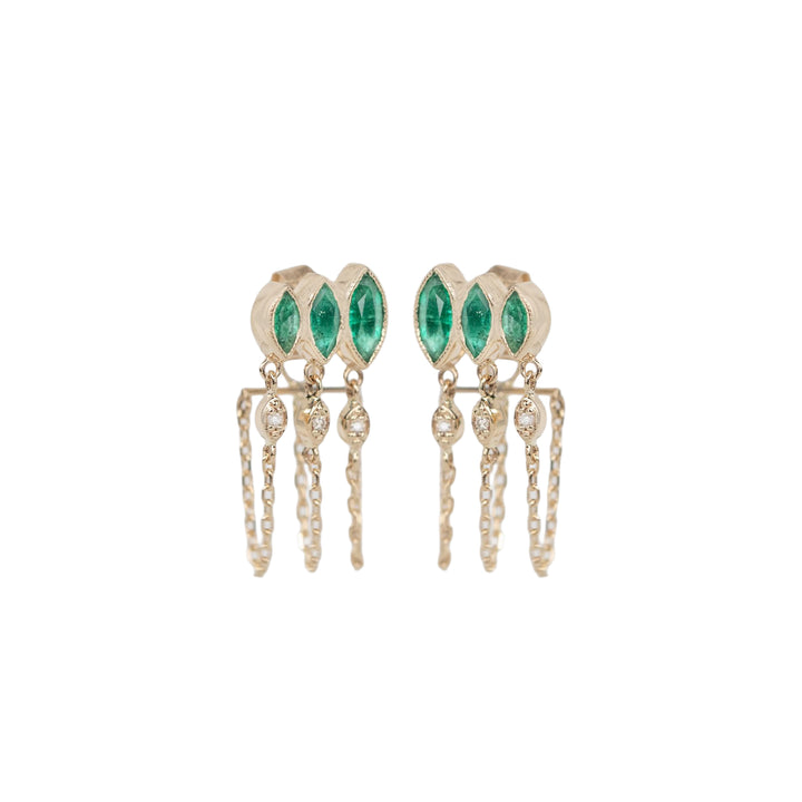Marquise Emerald Chain Earrings