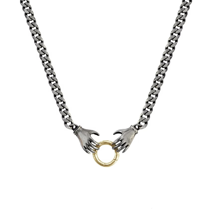 Double Hand Charm Holder Necklace