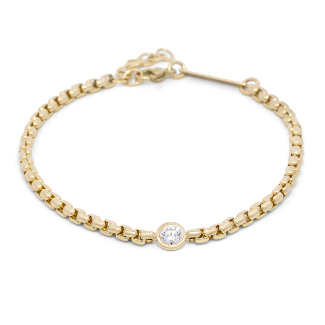 Single Floating Diamond Medium Box Chain Bracelet