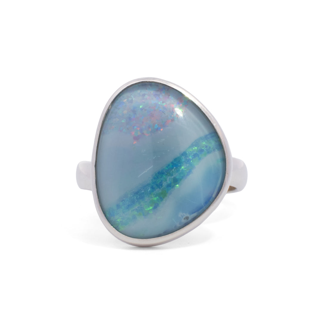 Asymmetrical Opal Triplet Ring