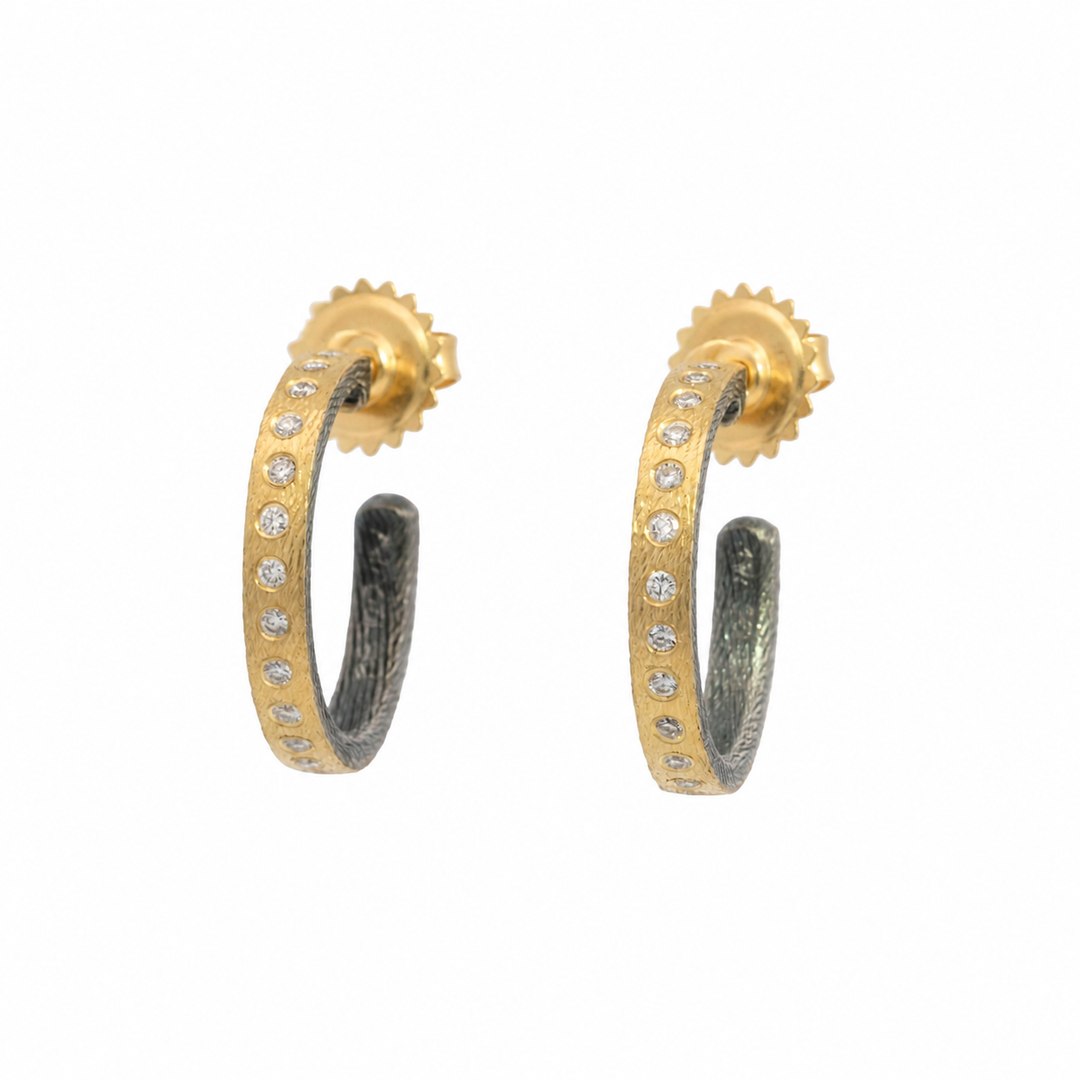 Trunk Show Adam Small Yellow Gold Diamond Hoop Earrings