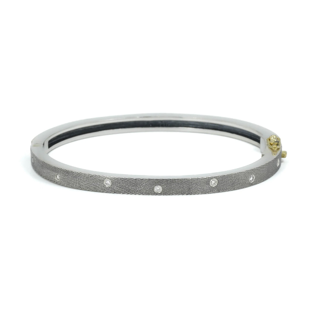 4mm Carol Sterling Silver Diamond Bangle Bracelet