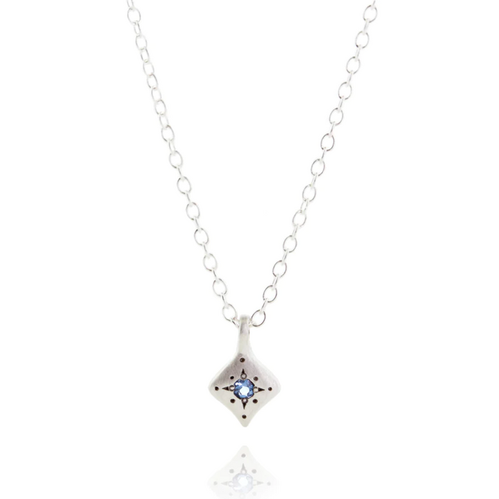 Aquamarine Silver Night Charm Necklace