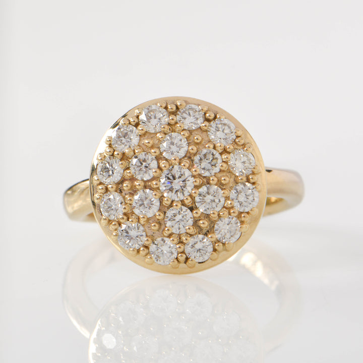 Large Round Pave Diamond Cluster Ring