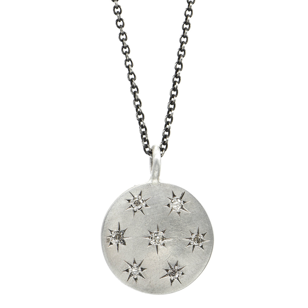 Star Set Stone Disc Pendant Necklace