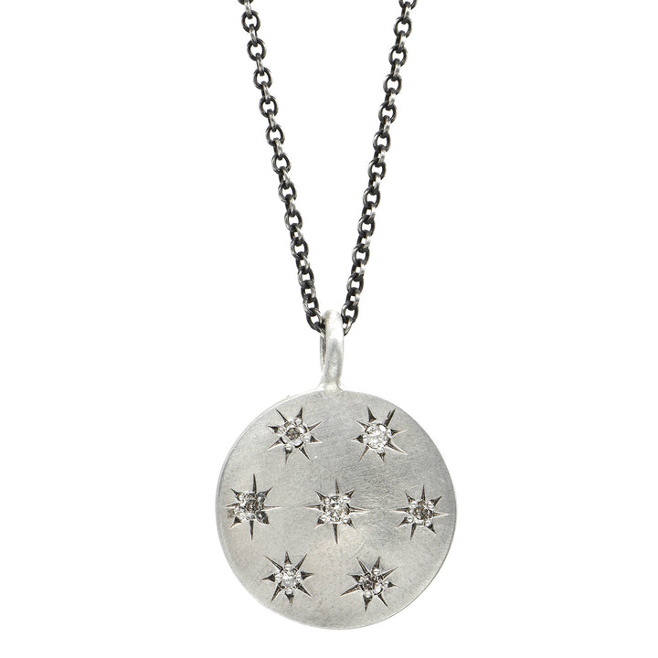 Star Set Stone Disc Pendant Necklace