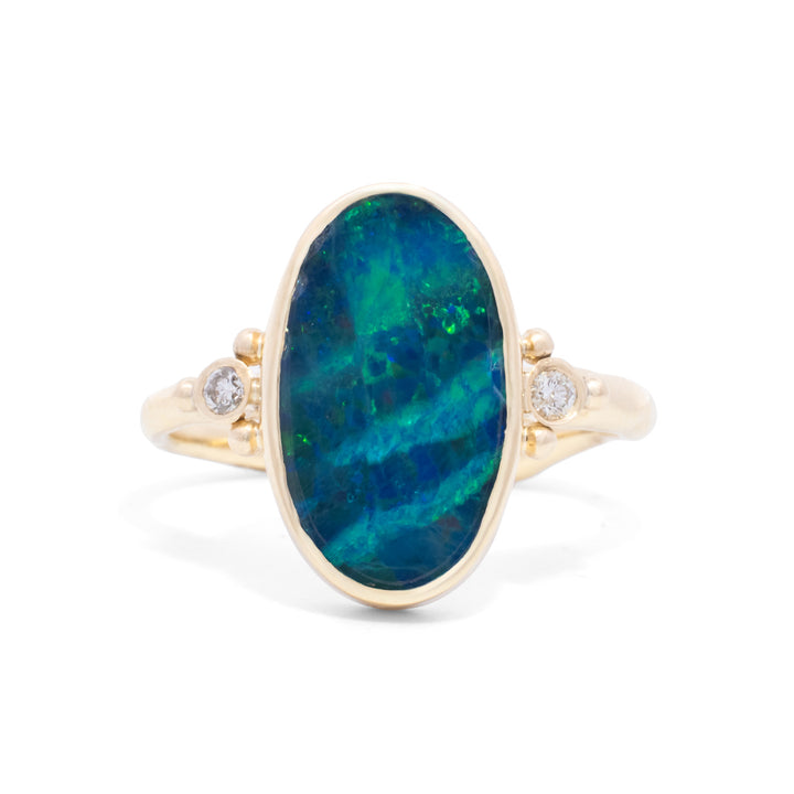 Australian Opal & Diamond Doublet Ring