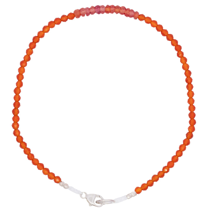 Carnelian & Pink Sapphire Beaded Bracelet