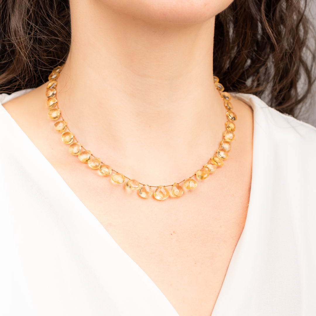 Citrine Petal Knotted Necklace