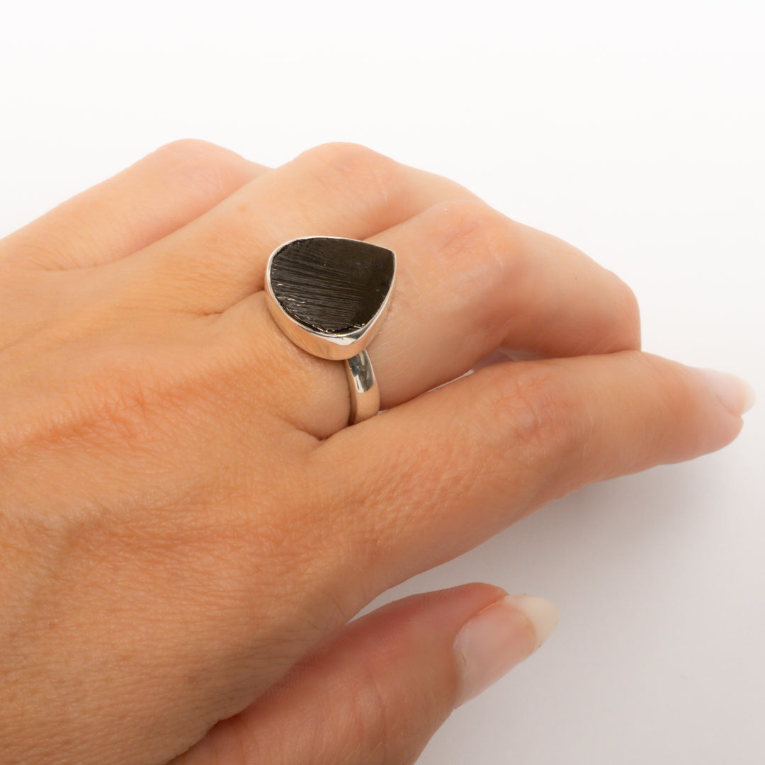 Teardrop Black Sugilite Ring