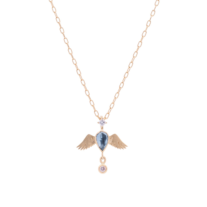 Aquamarine Pear Diamond Bird Necklace
