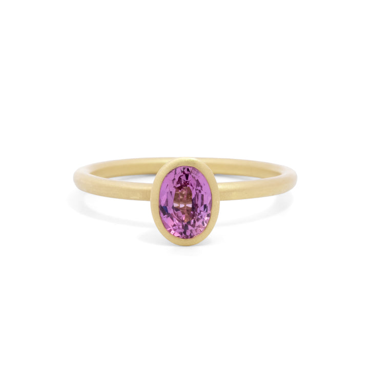 Pink Sapphire Oval Bezel Set Ring