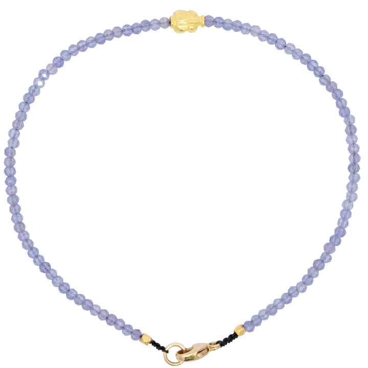 Tanzanite & 18K Yellow Gold Lotus Beaded Bracelet