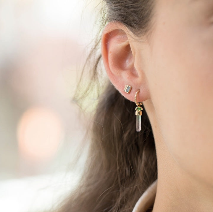 Aquamarine Flat Back Post Earring