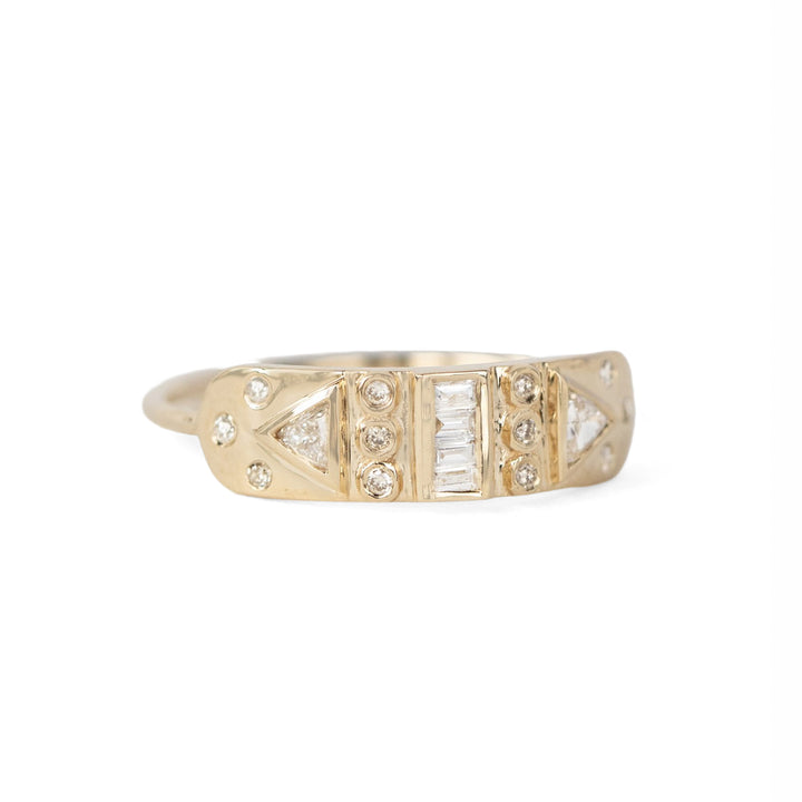 Baguettes and Triangles Diamond Totem Ring