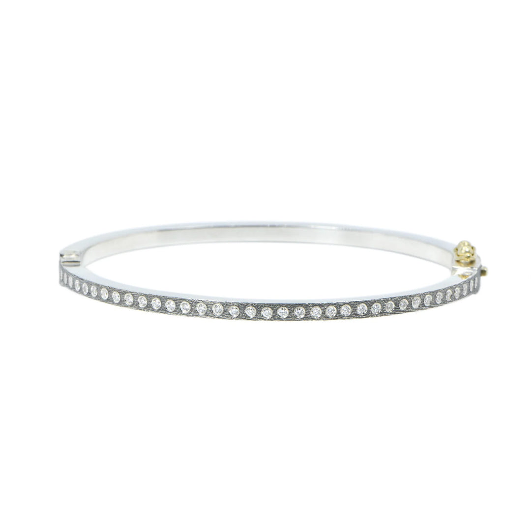 2.5mm Adam Silver Diamond Bangle Bracelet