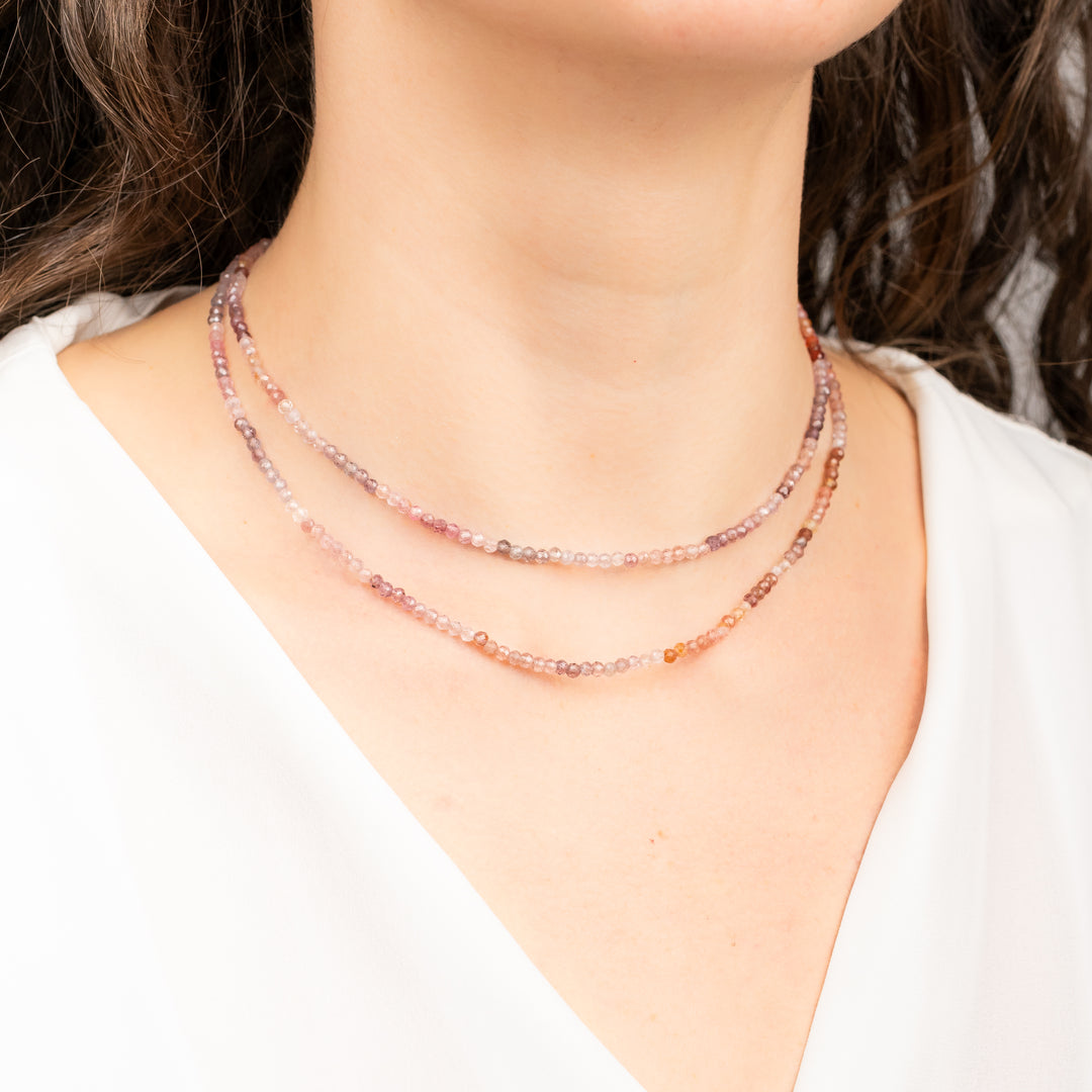 Pink Sapphire Mix Beaded Necklace