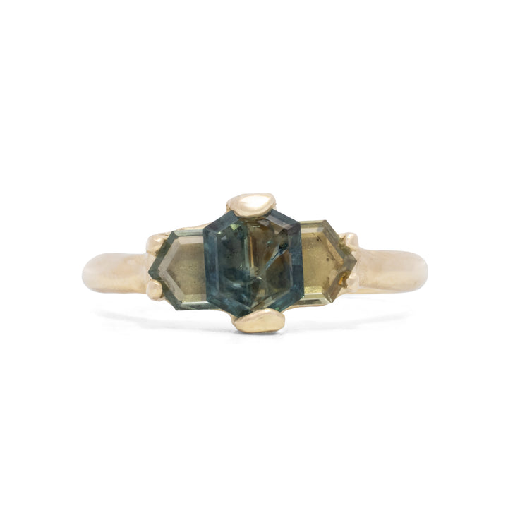 1.54 tcw Montana Sapphire Geometric Stacked Ring