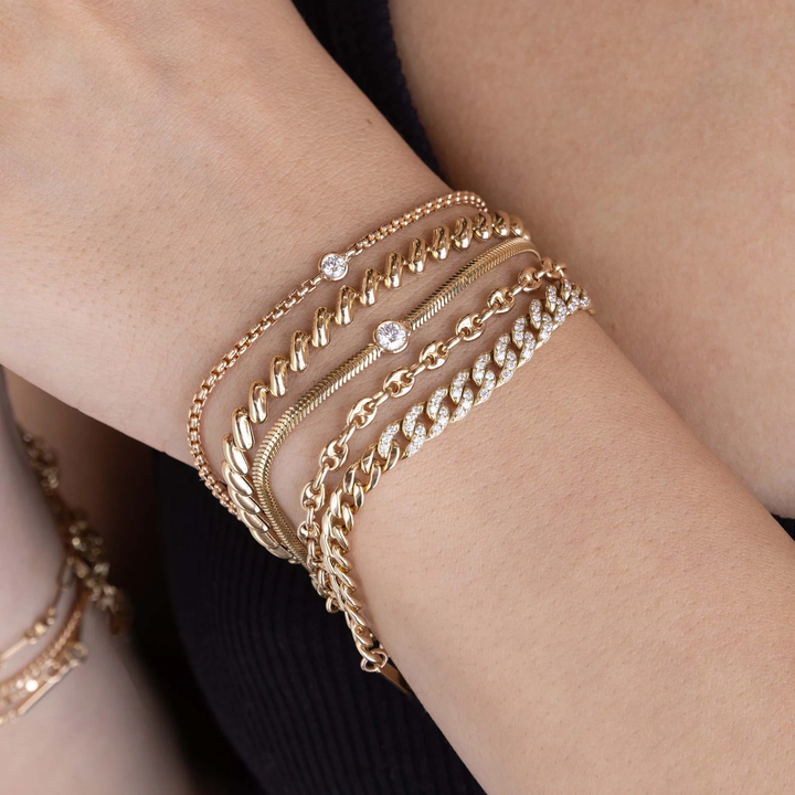 Small Box Chain with Floating Diamond Bracelet