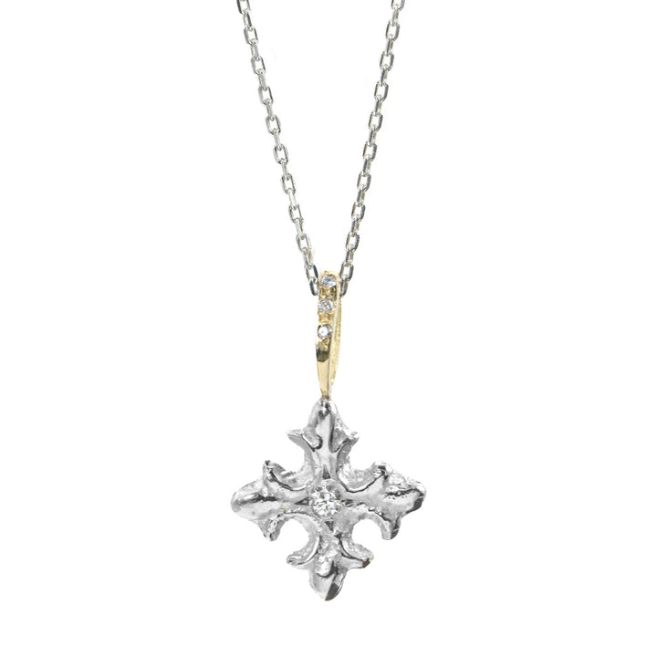 Two Tone Diamond Nordic Cross Necklace