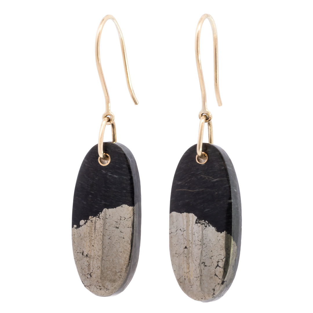 Pyrite in Schist Oval Drop Earrings