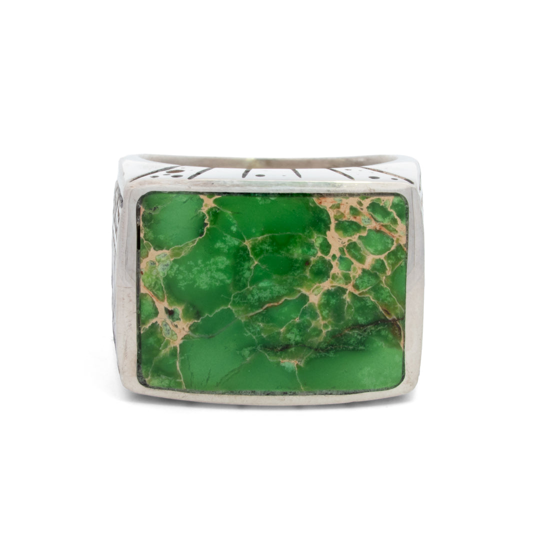 Green Turquoise Signet Ring