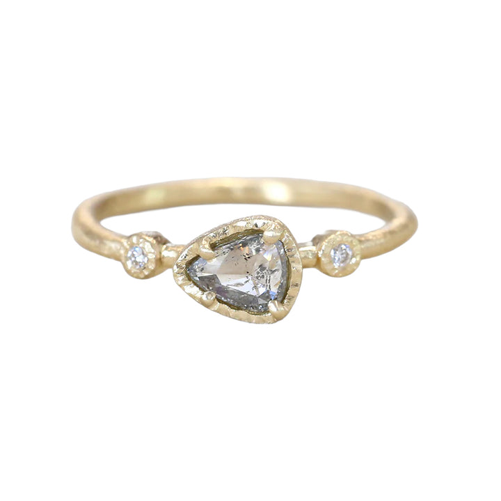 Dark Grey Rose Cut Diamond Muguet Ring