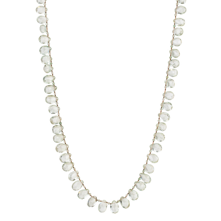 Green Amethyst Petal Knotted Necklace