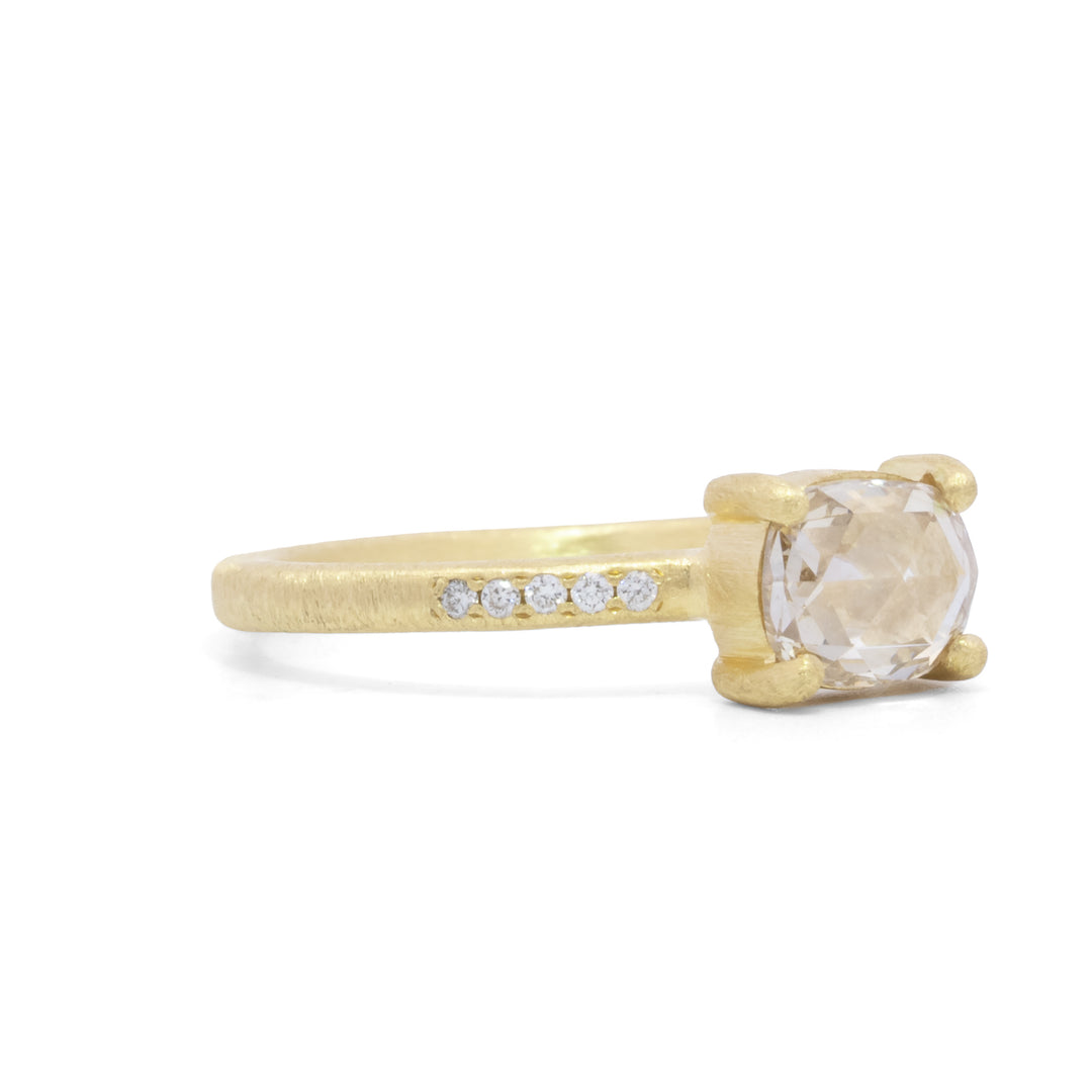 Oval Rose Cut Champagne Diamond Ring