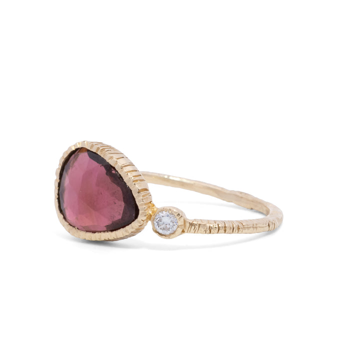 Teardrop Garnet with Diamond Ring