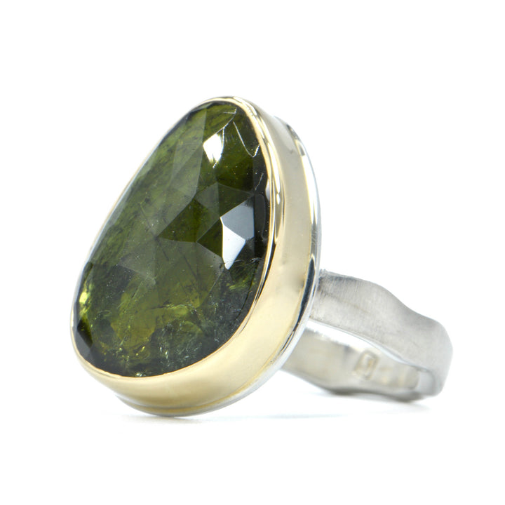 Asymmetrical Green Tourmaline Ring
