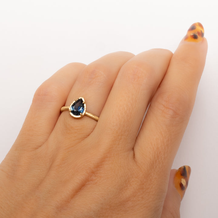 Teardrop Teal Sapphire Ring