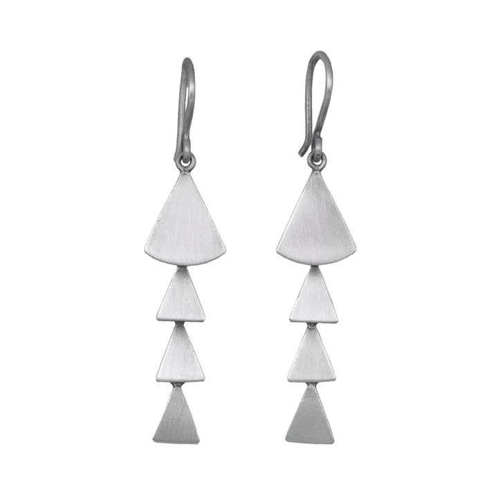 Long Silver Fan Cascade Earrings