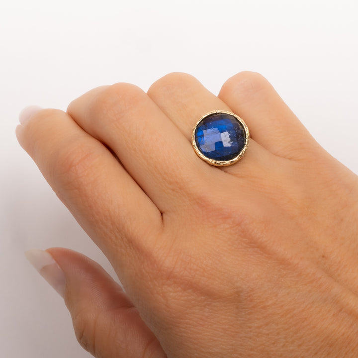 Round Faceted Labradorite Ring