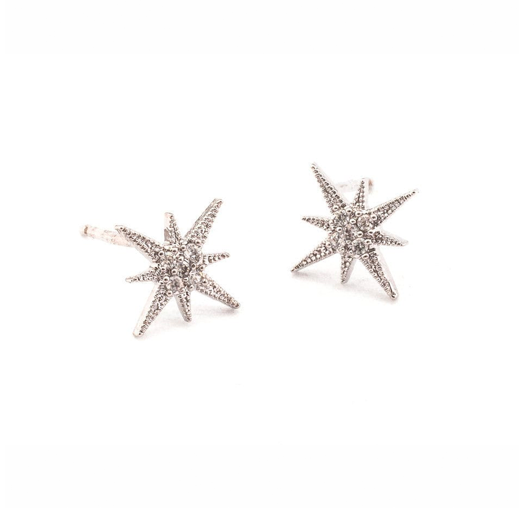 Silver Starburst Cubic Zirconia Earrings