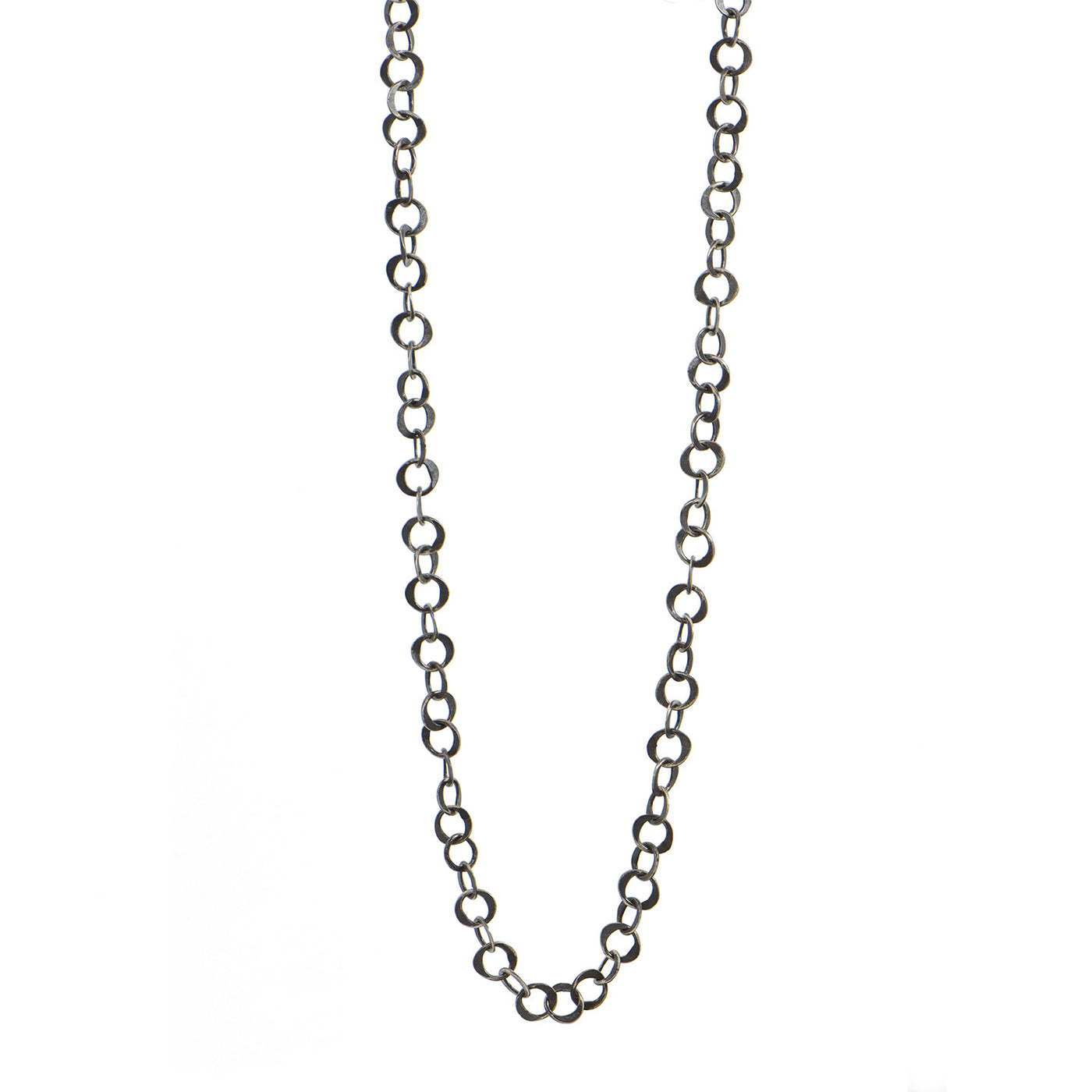 "Hammered Round Link Chain Necklace"