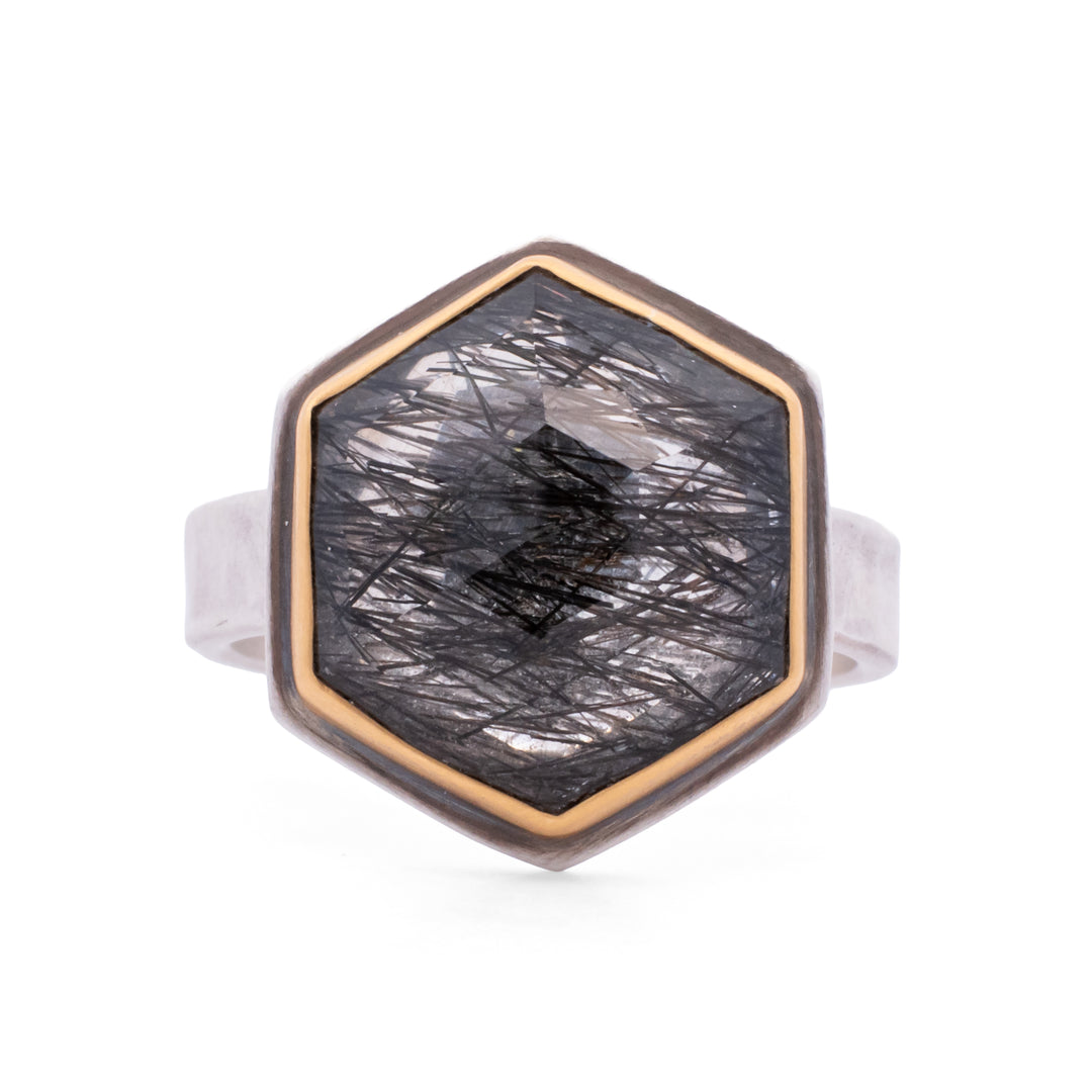 Tourmalinated Quartz Ring
