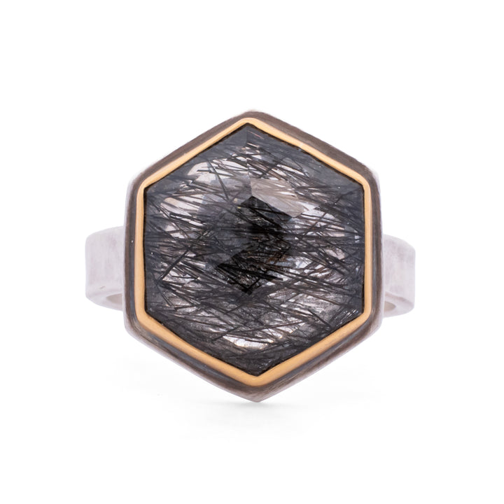 Tourmalinated Quartz Ring