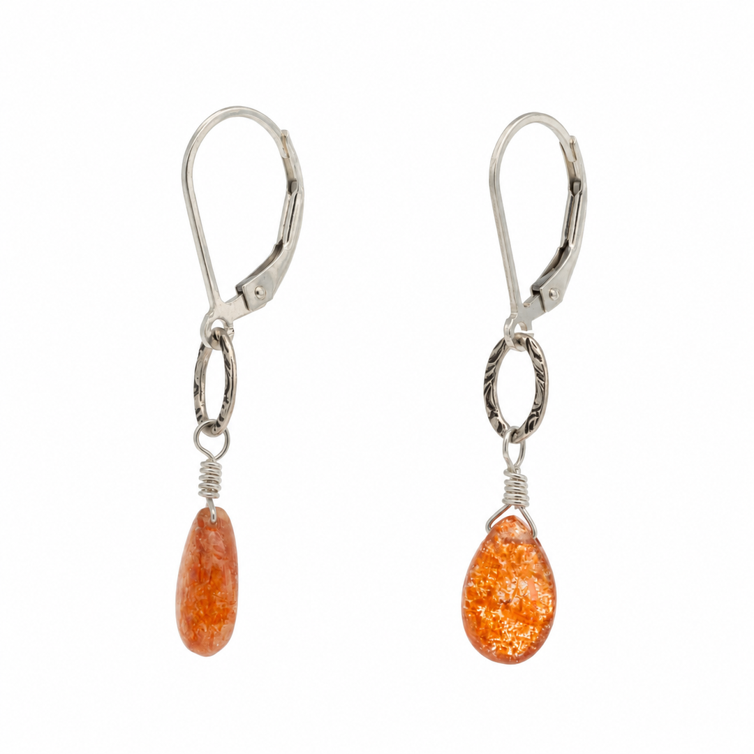 Sunstone Cabochon Drop Earrings