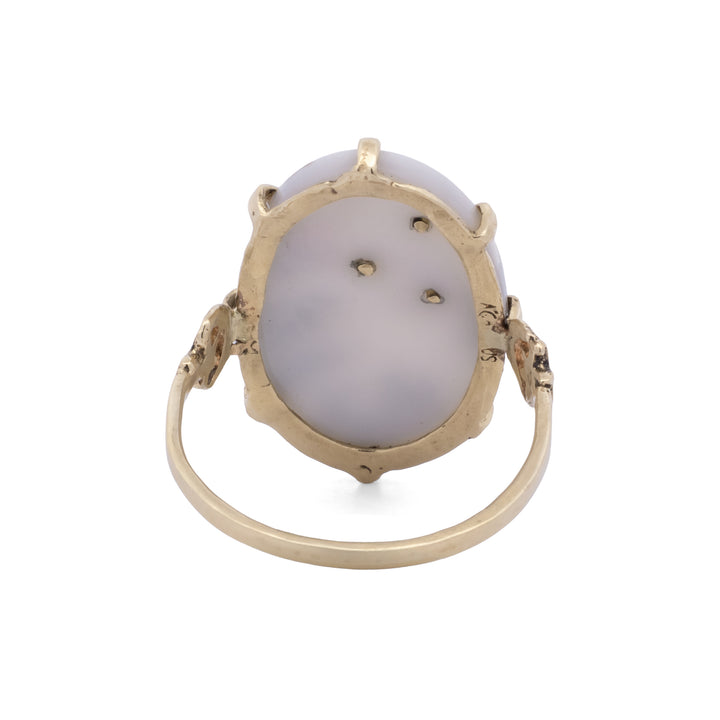 Dendritic Agate Crescent Moon Ring