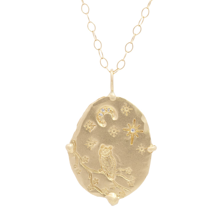23.00 ct Sapphire & Owl Night Scene Reversible Pendant
