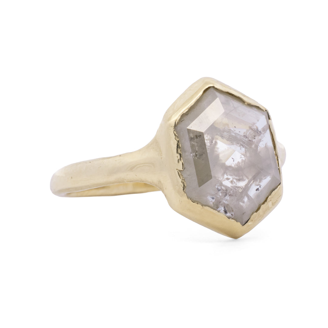 Hexagonal Rose Cut Diamond Ring