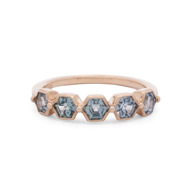 Five Stone Montana Sapphire Hexagon Ring