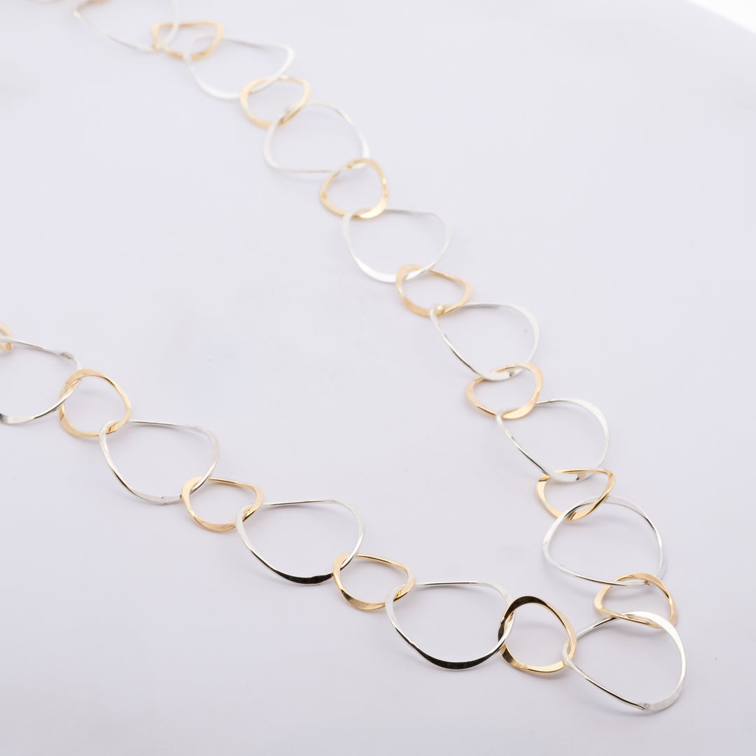 Two Tone Circle Link Necklace