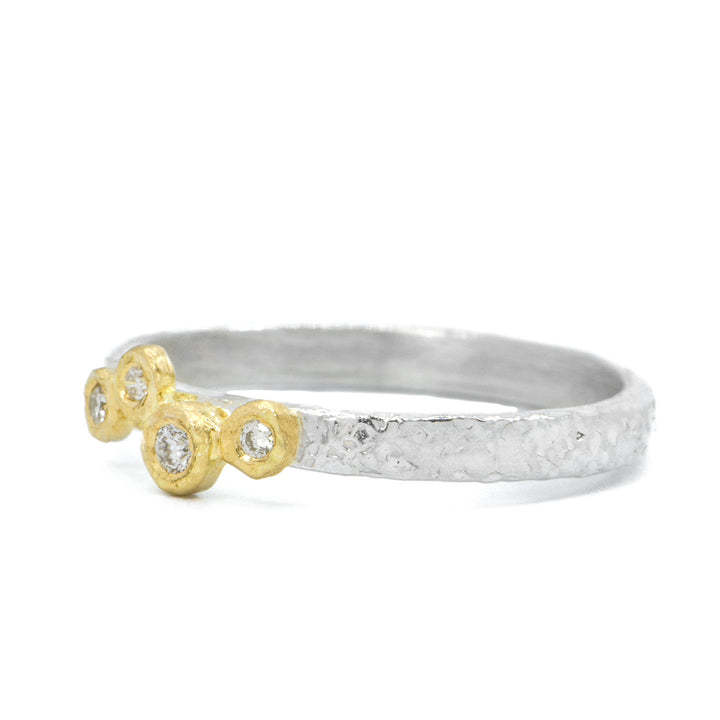 Four Diamond Offset Bezel Ring